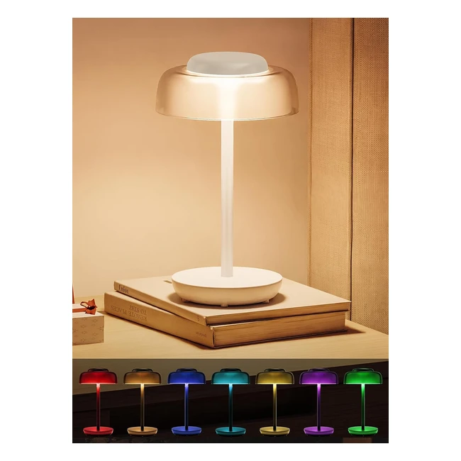 Henzin Rechargeable Cordless Table Lamp RGB Touch Control Dimmable - Bedroom Living Room Home Garden