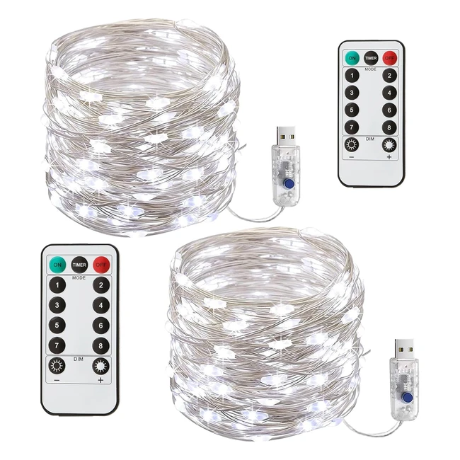 Lityby 2 Pack LED Fairy Lights Waterproof 120 LED 12m40ft OutdoorIndoor with 8 