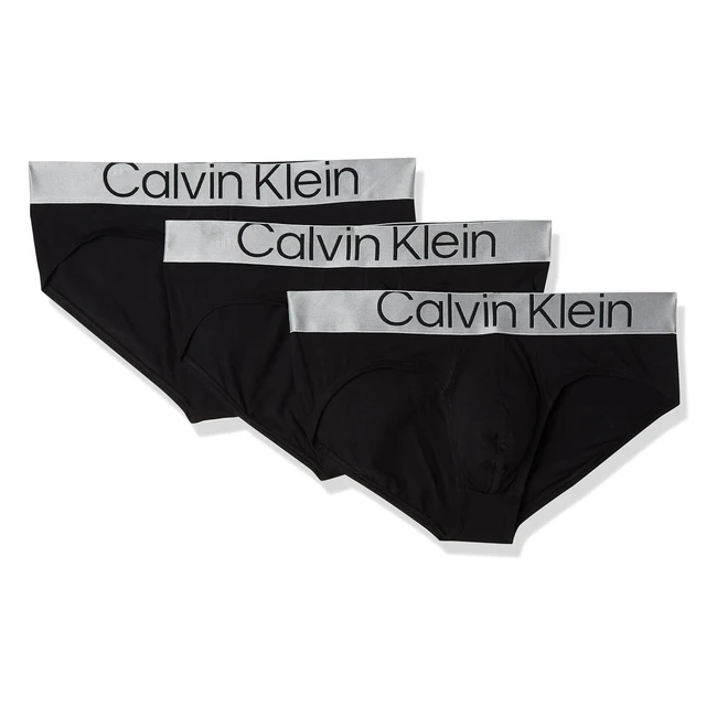 Calvin Klein Hip Brief 3pk 000NB3129A Slip Nero Black L Uomo - Pacco da 3