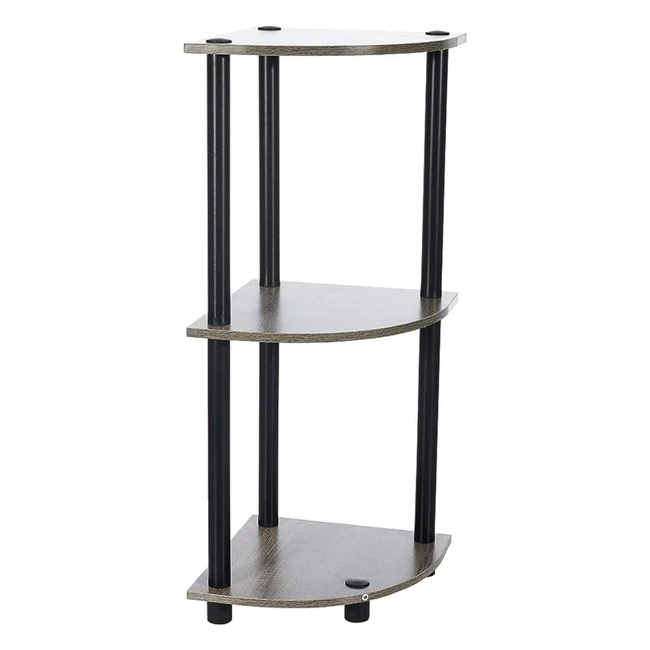 Consolle Angolare Furinno French Oak GreyBlack 3 Livelli Resistente allAcqua