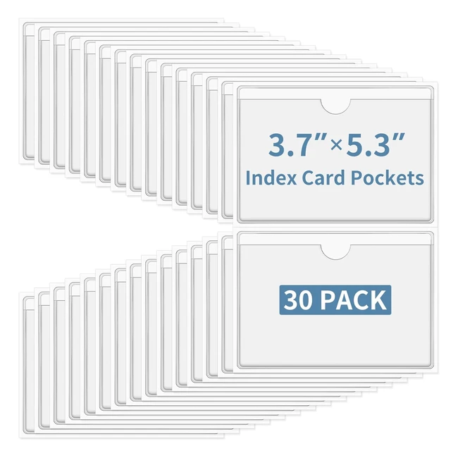 30 pcs Clear Adhesive Pockets 3x5 Inch Index Card Pockets Self Adhesive - Label 