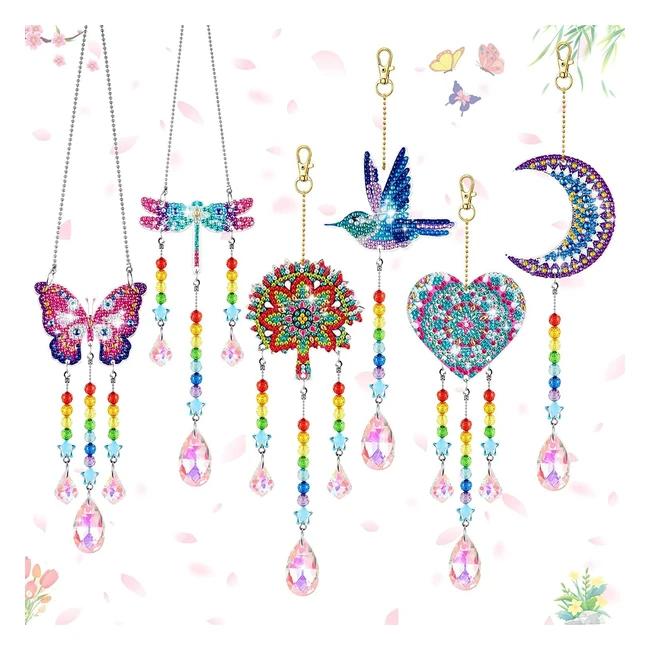 Jiosdo Arts and Crafts Kit for Kids Age 7-10 DIY Diamond Art Girls Gift Crystal Pendant 5D Diamond Painting Wind Chimes