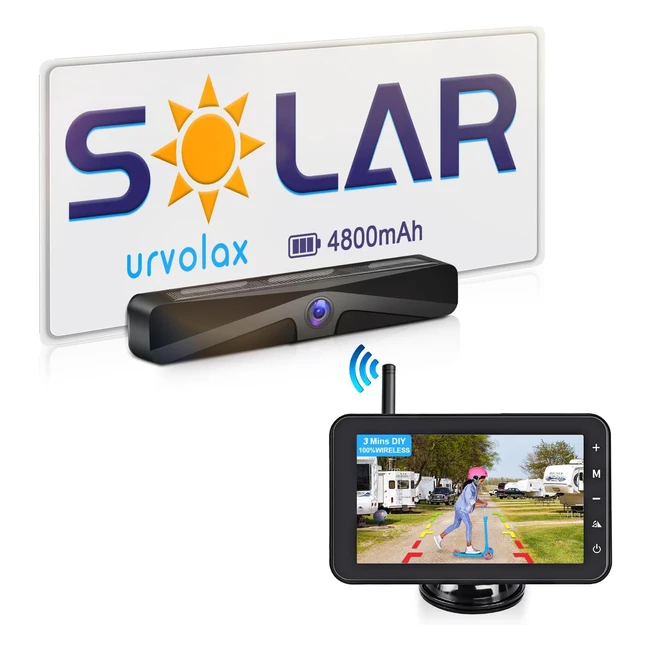 Cámara Trasera Coche Inalámbrica Solar Impermeable - Instalación Fácil - Visión Nocturna