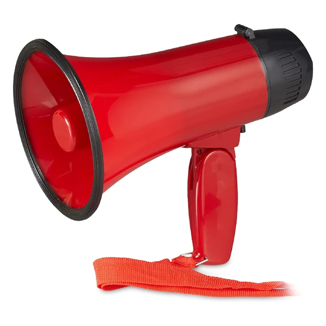 Megafono per tifosi Relaxdays 10 Watt - Ideale per feste e stadio - Rosso