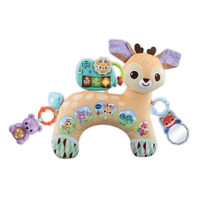 VTech Baby 4in1 Tummy Time Fawn Sensory Animal Baby Pillow with Lights Sounds Mu