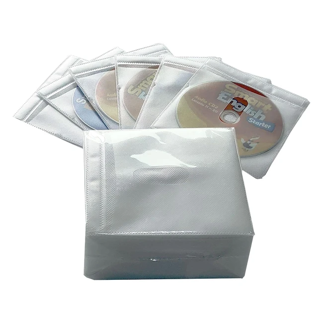 QIRC 100pcs CD DVD Sleeves - Clear Plastic Double-Sided Case - Dropproof Closure - Organize and Protect Discs