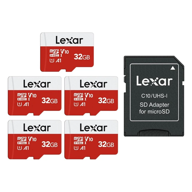 Lot de 5 cartes Lexar Micro SD 32 Go - Adaptateur microSDXC TF - Full HD 4K UHD