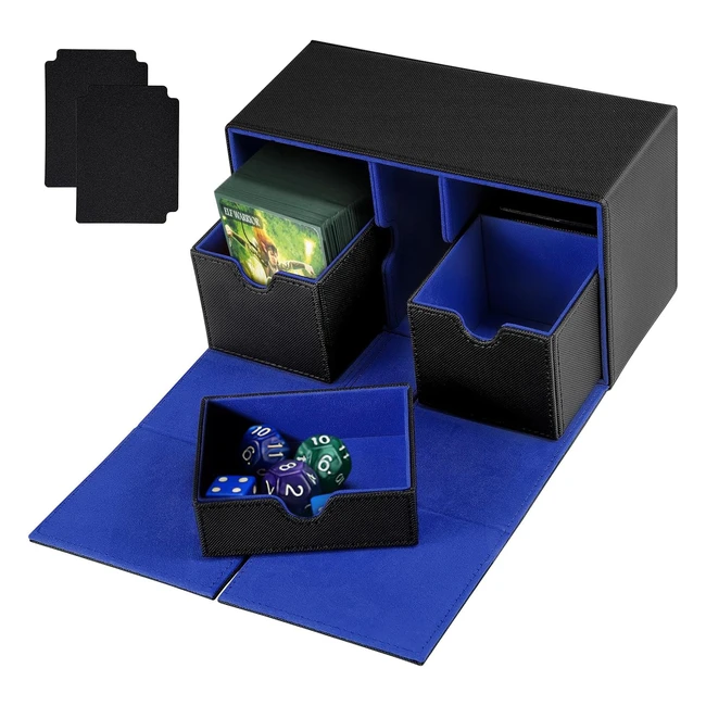 Weigudoc Deck Box para Magic The Gathering Cards Trading Card Box - MS de 200 Tarjetas - Compartimento para Dados - 2 Divisores