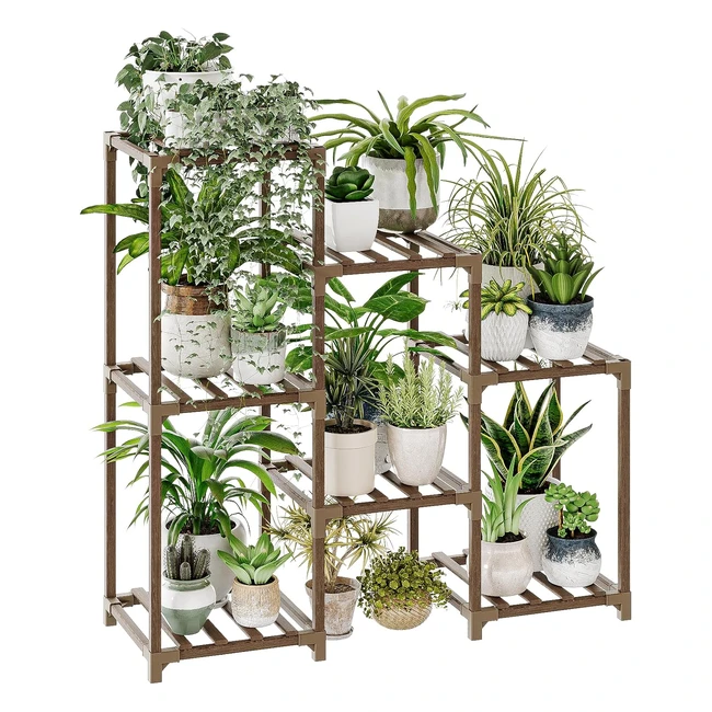 Wood Plant Stand 3 Tier 7 Potted Ladder Holder Table - Indoor Outdoor Garden Bal