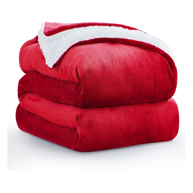 aisbo sherpa fleece throw blanket red king size fluffy thick 230x270cm