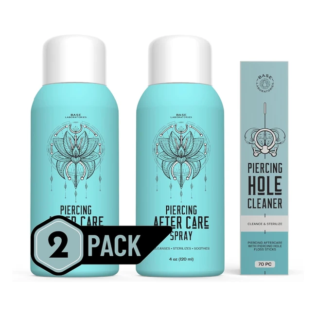 Base Labs Piercing Aftercare Spray 240ml - Keloid Bump Removal Solution 2pk