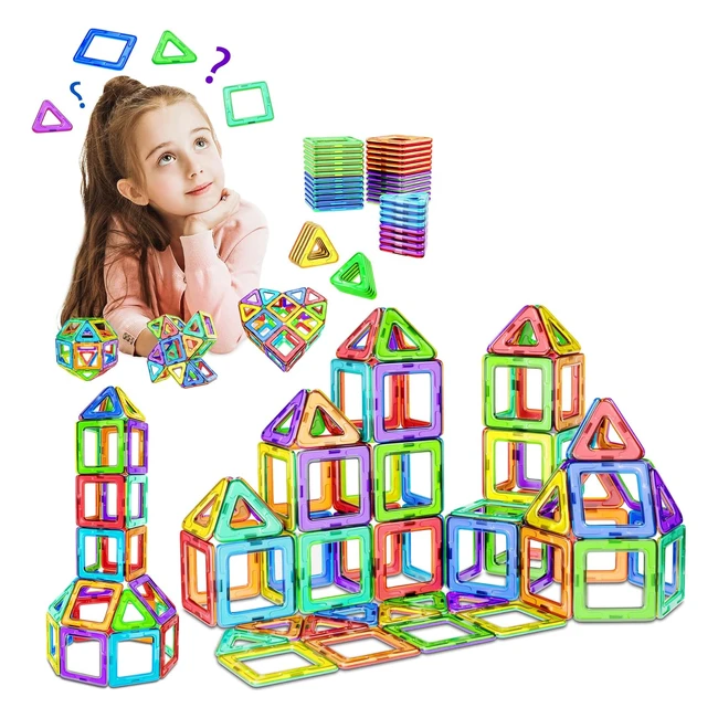 CoolJoy Magnetic Building Blocks 40 Pcs - Educational Construction Toys for Boys Girls 3-6 Year Old - STEM Learning
