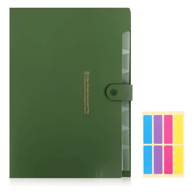 Konvinit Expanding File Organiser A4 - 8 Pockets - Forest Green