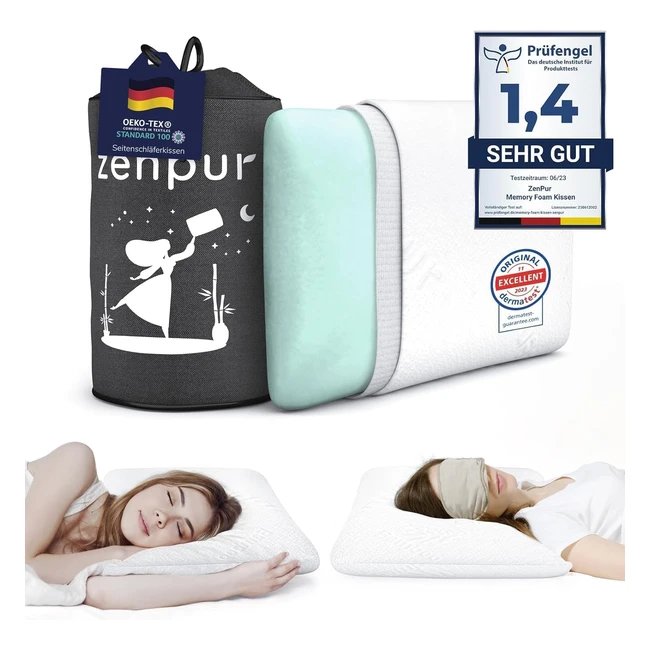 Oreiller Ergonomique Cervical Orthopédique Zenpur - Mousse à Mémoire de Forme - Anti-acarien - Housse Bambou - 40x60cm