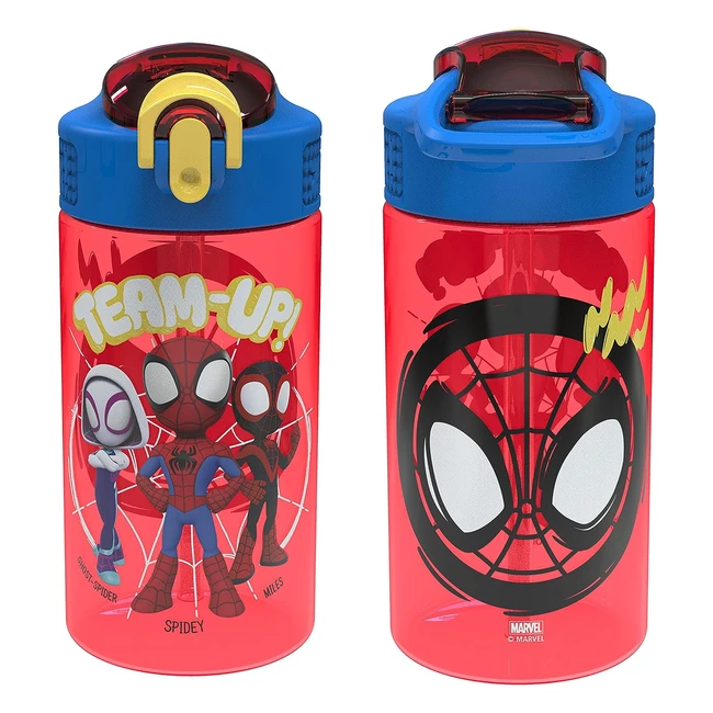 Zak Designs Marvel Spiderman Kids Water Bottle 16 oz 2Pack - Leakproof Design with Spout Cover & Carrying Loop