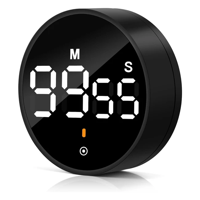 Nakiyo Kitchen Timer Stopwatch Digital Timer Magnetic Visual Timer - 5s to 99m 55s - Large Screen Display - Kids Teachers Classroom Bathroom - Black