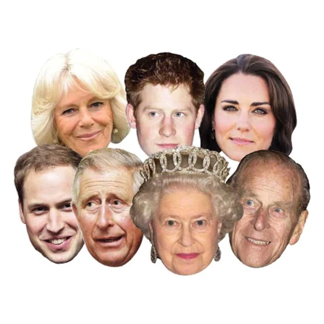 Star Cutouts SMP1 Royal Family Mask Pack - Queen Phillip William Harry Kate Char