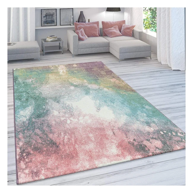 Paco Home Teppich Kurzflor Vintage Optik 160x230 cm bunt modern pastell abstrakt