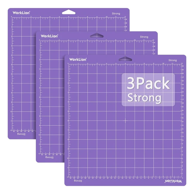Tapis de découpe Worklion StrongGrip pour Cricut Explore One/Air/Air 2/Maker - Lot de 3 tapis adhérents résistants et antidérapants - 305 x 305 cm - Adhésif fort