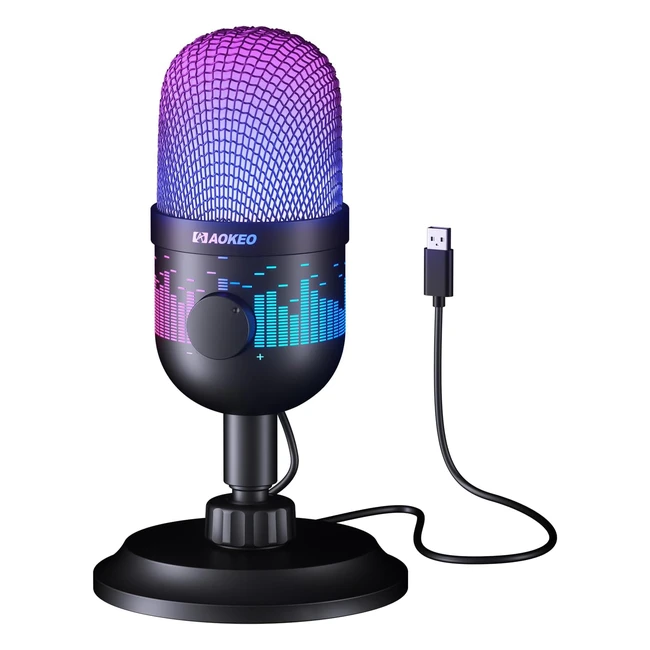 Aokeo AK1i USB Microphone for PC Mac PS45 - High Quality Audio RGB Multi-funct