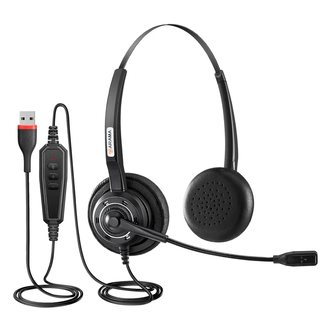 Arama USB Headset with Microphone Noise Cancelling Inline Control Stereo PC Head