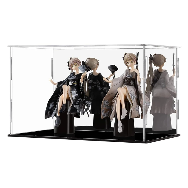 Vetrina Acrilico Scatola Espositiva Trasparente Action Figure Nero 25x15x15cm