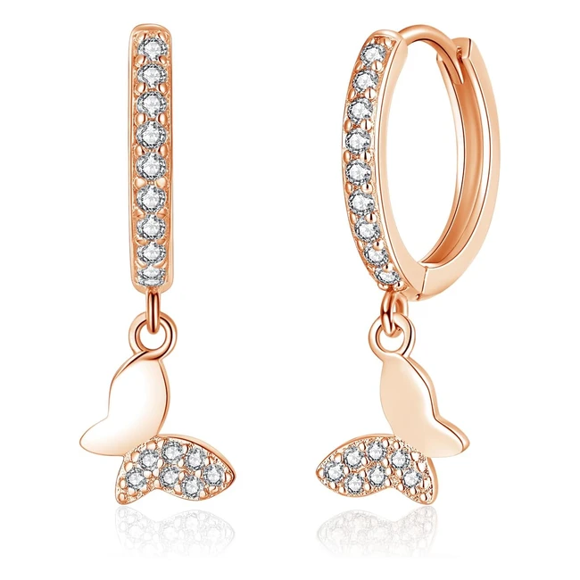 Kamise Silver Hoop Earrings 925 Sterling Silver Dangle Huggie Hoop Earrings - Hypoallergenic Star Heart Butterfly Pendant Drop Earrings