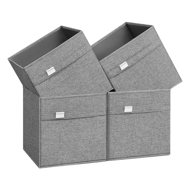 Songmics Scatole Portaoggetti Set da 4 Contenitori a Cubo 33 x 33 x 33 cm Grigio