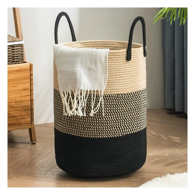 Youdenova Cotton Rope Basket Large Blanket Woven Storage Organizer 58L ZBrown2