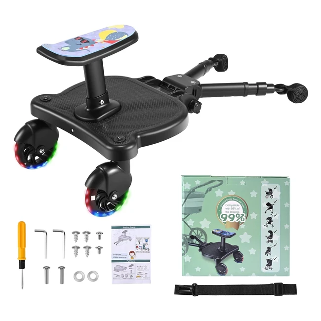 Patinete Carro Bebe Universal LED Tablero Ruedas Flash Asiento Nios 2-6 aos 25kg