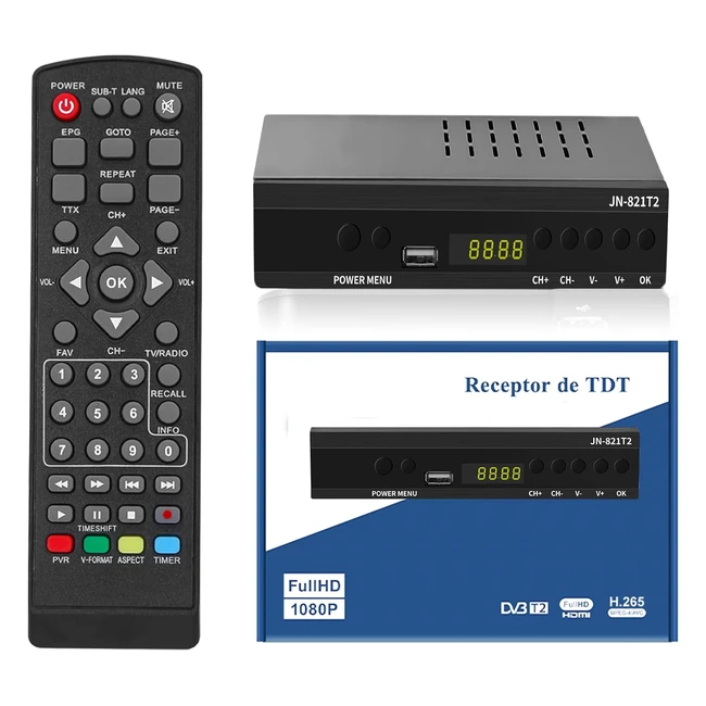 Decodificador TDT HD DVB-T2 H265 Full HD PVR USB HDMI Scart - Receptor Digital A