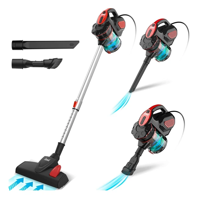 Aspirateur Balai Filaire 3 en 1 600W 18000Pa - Sans Sac - Léger Portable