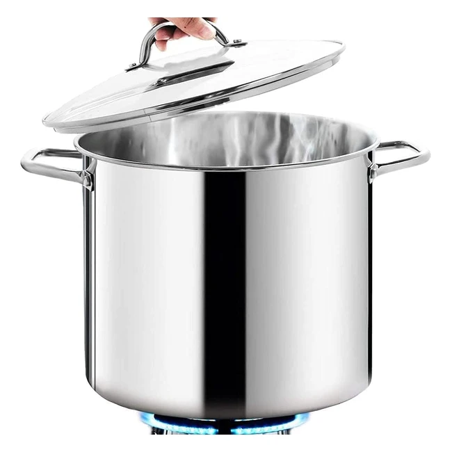 HomiChef Large Stock Pot 30cm 19L - Mirror Polished Stainless Steel - Healthy Co