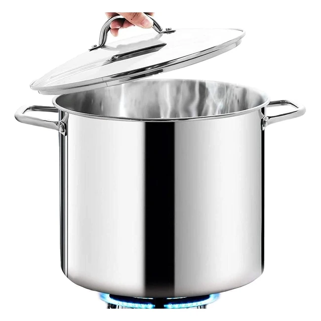HomiChef Large Stock Pot 30cm 19L - Mirror Polished Stainless Steel - Healthy Cookware