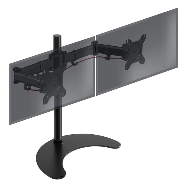 Duronic DM25D2 Dual Monitor Arm Stand Desk Mount - 1327 Inch LED LCD PC TV Screens - Freestanding Double Bracket Tilt Swivel Rotate - Black