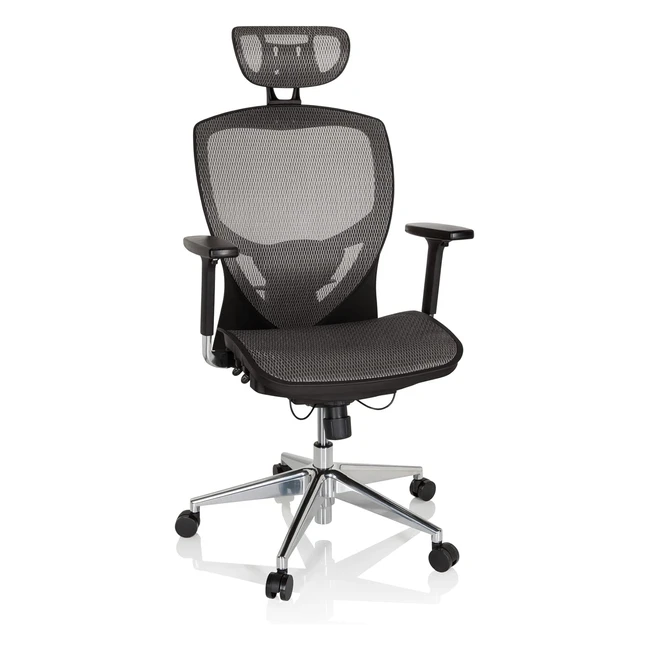 Profi Brostuhl Venus One Netzstoff Schwarzgrau - Ergonomischer Drehstuhl - HJH O