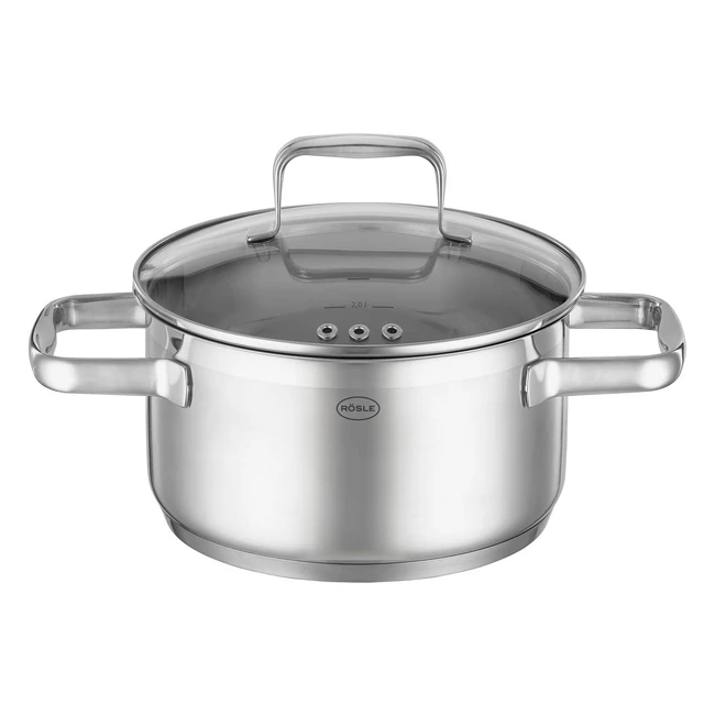 RSLE Charm Kochtopf 20 cm Edelstahl 1810 Glasdeckel Induktion Spülmaschine