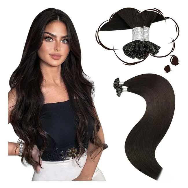 Extension capelli umani Moresoo Pre Bonded U Tip Remy 2 Marrone Scuro 14 Pollice