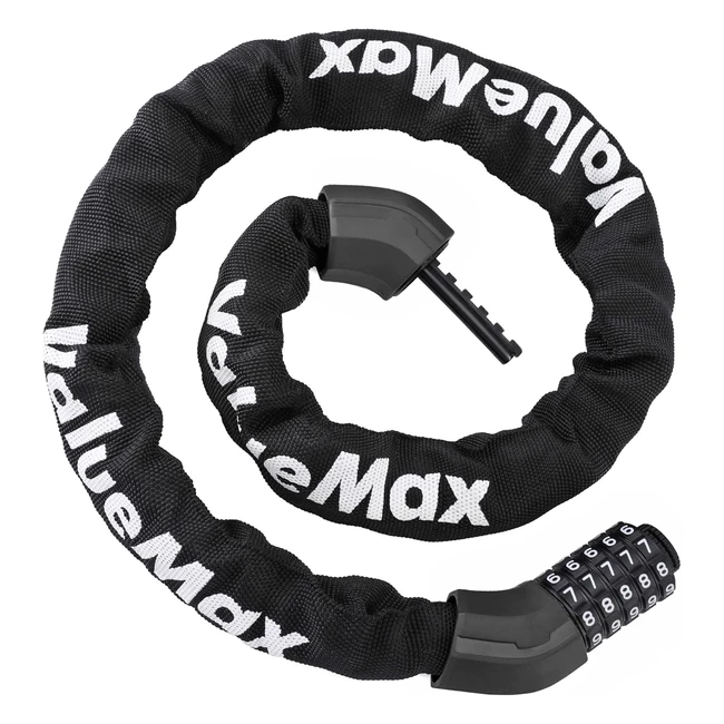 Valuemax Bike Chain Lock 8mm1m Heavy Duty High Security Chain Lock with 5-Digit 