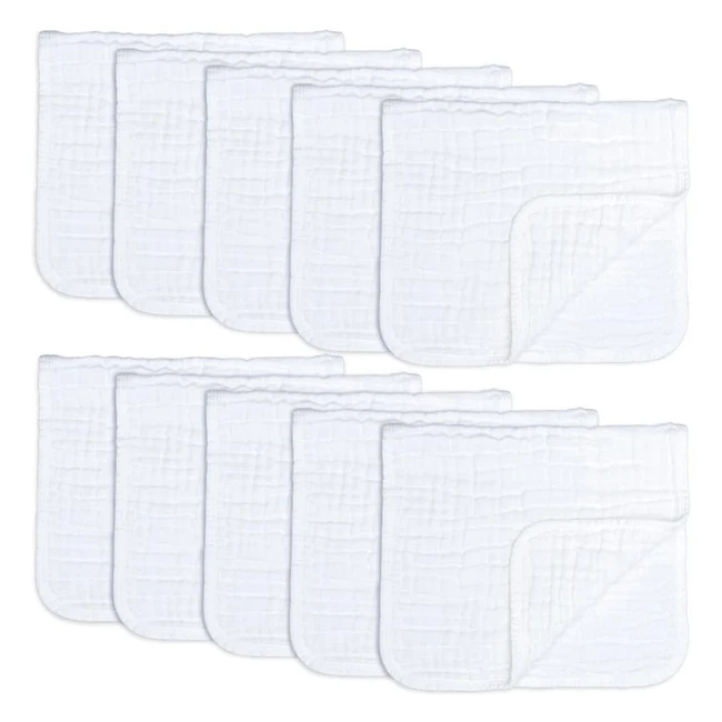 Comfy Cubs Muslin Cloths for Baby - 6 Layers - 100% Cotton - Pack of 10