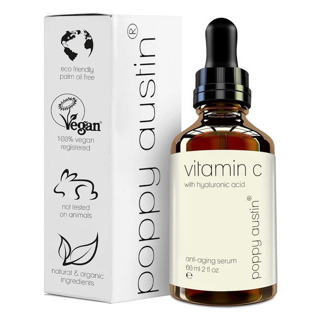 Poppy Austin Vitamin C Serum 60ml - Antiaging Triple Purified - Dark Spots Fine 