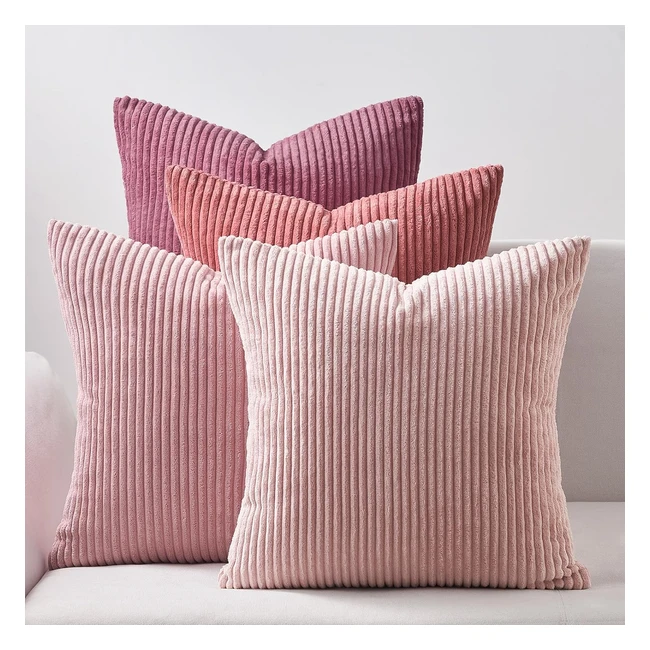 Fundas de Cojines Topfinel 4 Piezas 50x50 - Decoración Hogar Sofá Cama Sala Dormitorio - Pana Elegante Rosa