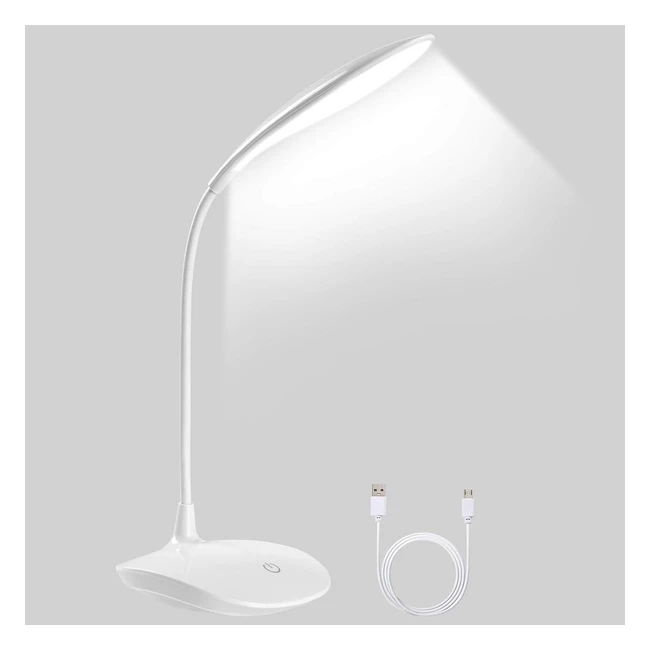 URAQT Desk Lamp USB Portable EyeCareTable Lamp 3 Light Modes Office Gooseneck La