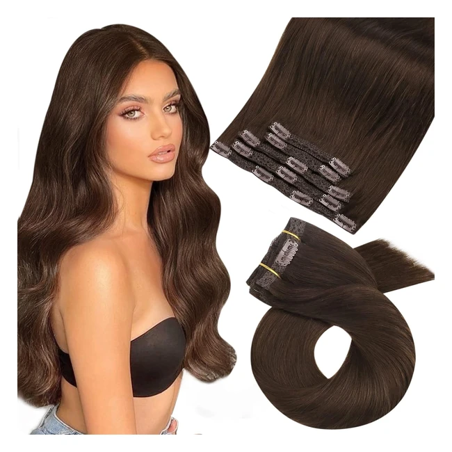 Moresoo Extensions Cheveux Naturels Clips Brun Fonc Double Trame 10 Pouces