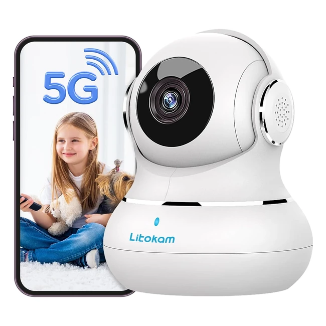 Litokam Security Camera Indoor 245GHz 5MP Pet Cameras Home Security Camera for D