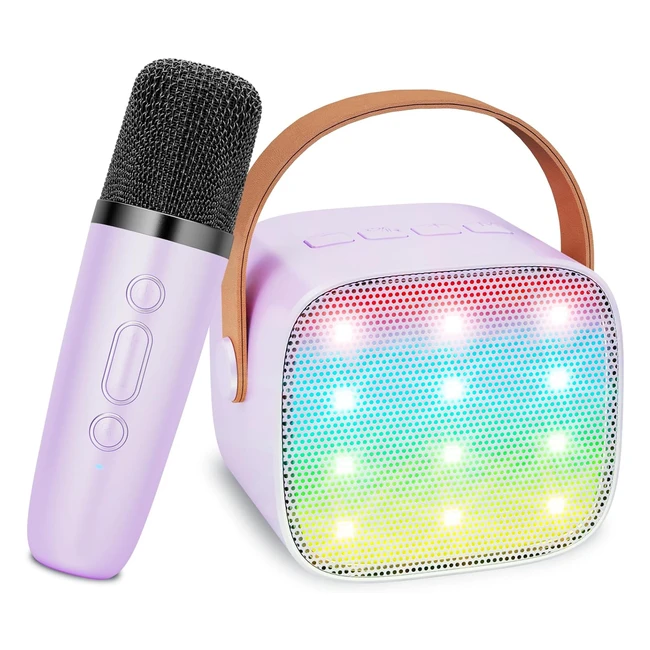 Karaoke Bluetooth Ankuka para niños con micrófono, altavoz portátil y luces LED - Morado
