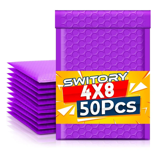 Switory 50pcs 102x177cm Poly Bubble Mailers 4x7 Inch Purple Envelopes #000