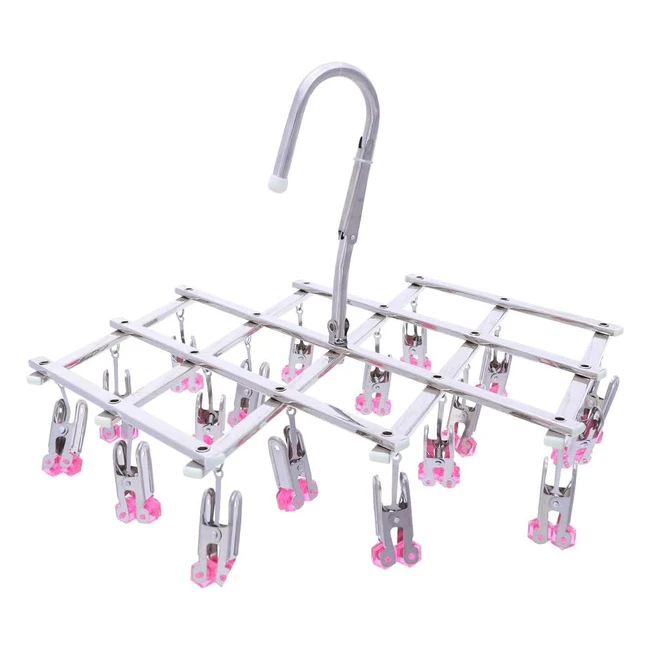 Percha de Secado Goteo Qinglele Acero Inoxidable 18 Pinzas Calcetines Ropa Interior Plegable