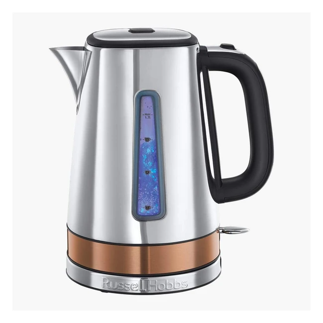 Russell Hobbs Luna Stainless Steel Copper 17L Electric Kettle 3KW Fast Boil Quiet Removable Filter