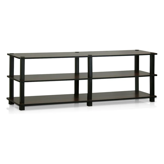 Furinno TV Stand Toolless Assembly Wood Dark BrownBlack 55 inch